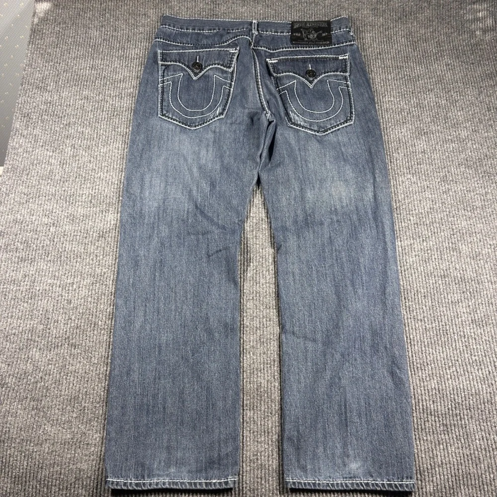 True Religion Jeans Mens 40x34 Billy Rainbow Super T Blue Straight Leg USA Made